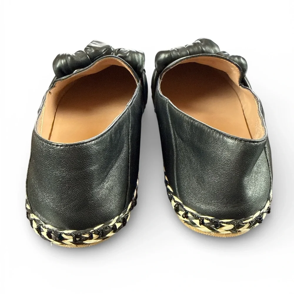 Cole Haan Womens Cloudfeel Knotted Espadrille Black Leather Size 8.5 B Like New!